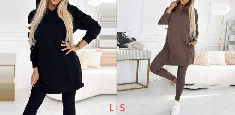 Temperament Commute Loose Hooded Sweater Pants Two-piece Set