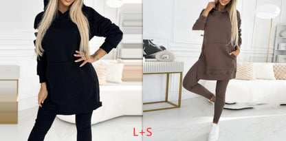 Temperament Commute Loose Hooded Sweater Pants Two-piece Set