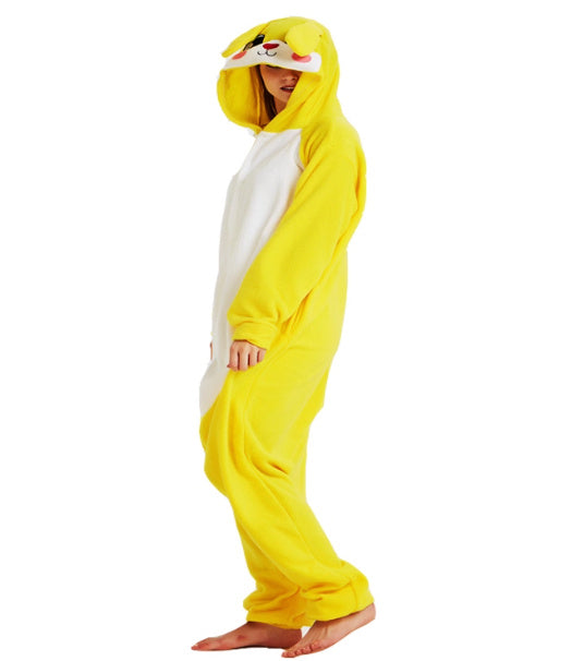 Men And Women Velvet Tamed Cartoon Animal Christmas Halloween Party One-Piece Pajamas