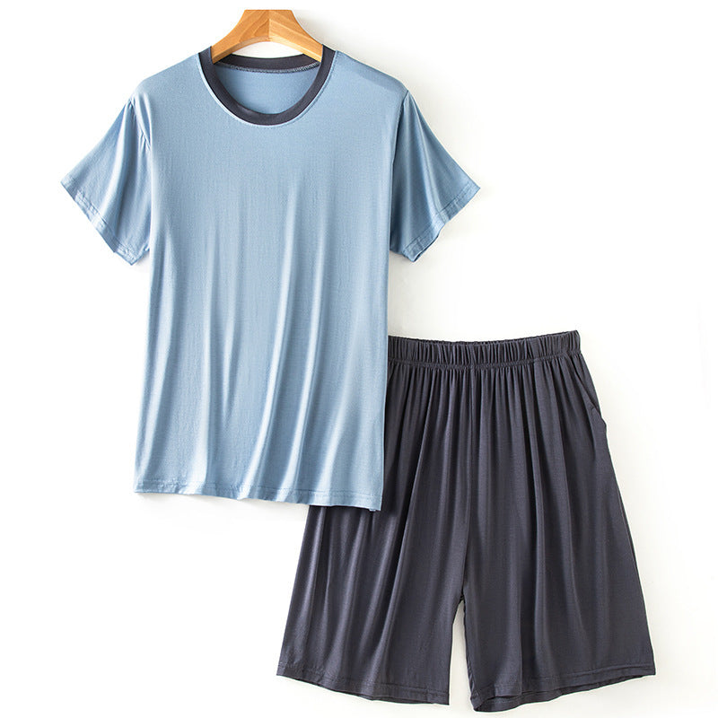 Modal Men's Round Neck Short Sleeve Suit Summer Casual