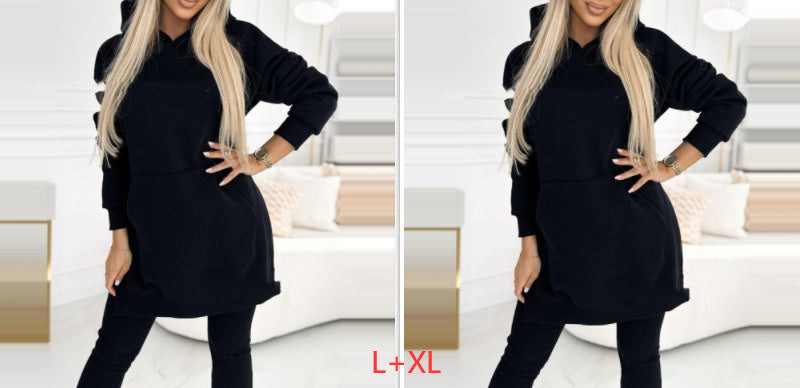 Temperament Commute Loose Hooded Sweater Pants Two-piece Set
