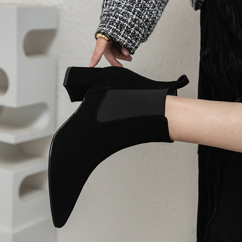 Short Boots Women's Leather Boots Boots Women's Boots Thick Heel Mid-heel Boots