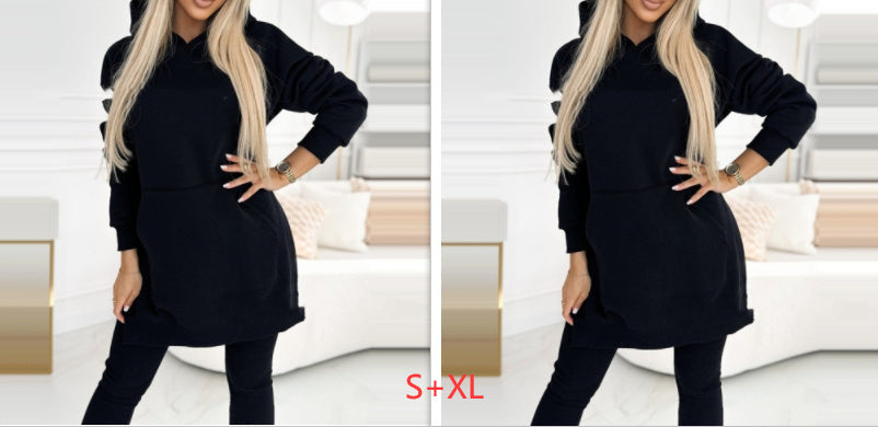 Temperament Commute Loose Hooded Sweater Pants Two-piece Set