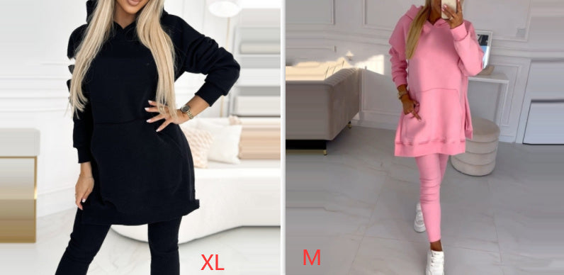 Temperament Commute Loose Hooded Sweater Pants Two-piece Set