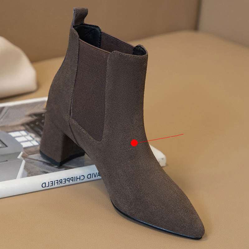 Short Boots Women's Leather Boots Boots Women's Boots Thick Heel Mid-heel Boots