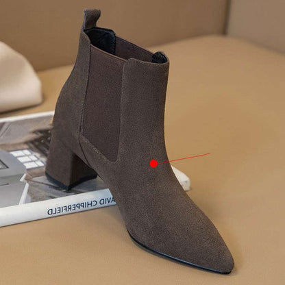 Short Boots Women's Leather Boots Boots Women's Boots Thick Heel Mid-heel Boots