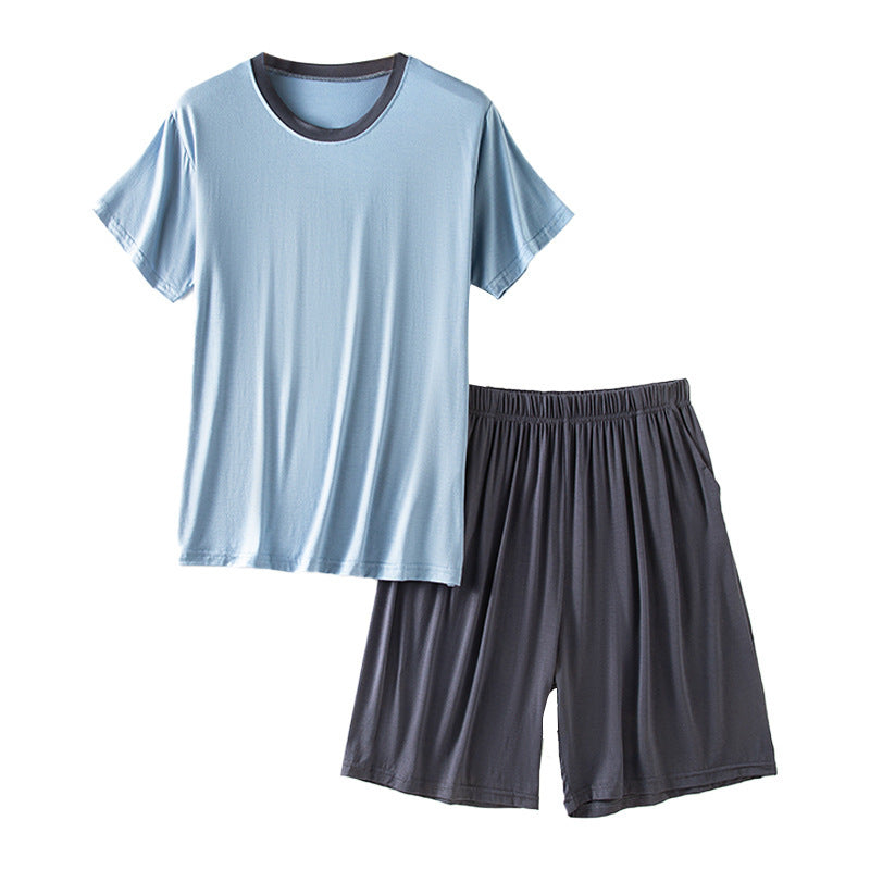 Modal Men's Round Neck Short Sleeve Suit Summer Casual