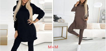 Temperament Commute Loose Hooded Sweater Pants Two-piece Set