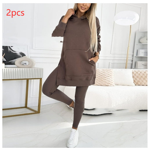 Temperament Commute Loose Hooded Sweater Pants Two-piece Set