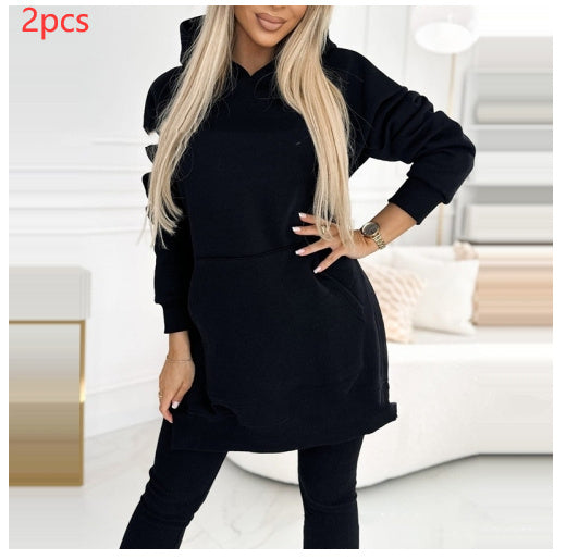 Temperament Commute Loose Hooded Sweater Pants Two-piece Set