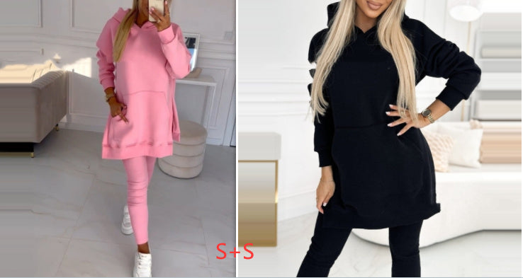 Temperament Commute Loose Hooded Sweater Pants Two-piece Set