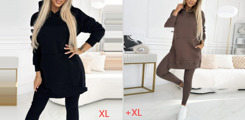Temperament Commute Loose Hooded Sweater Pants Two-piece Set