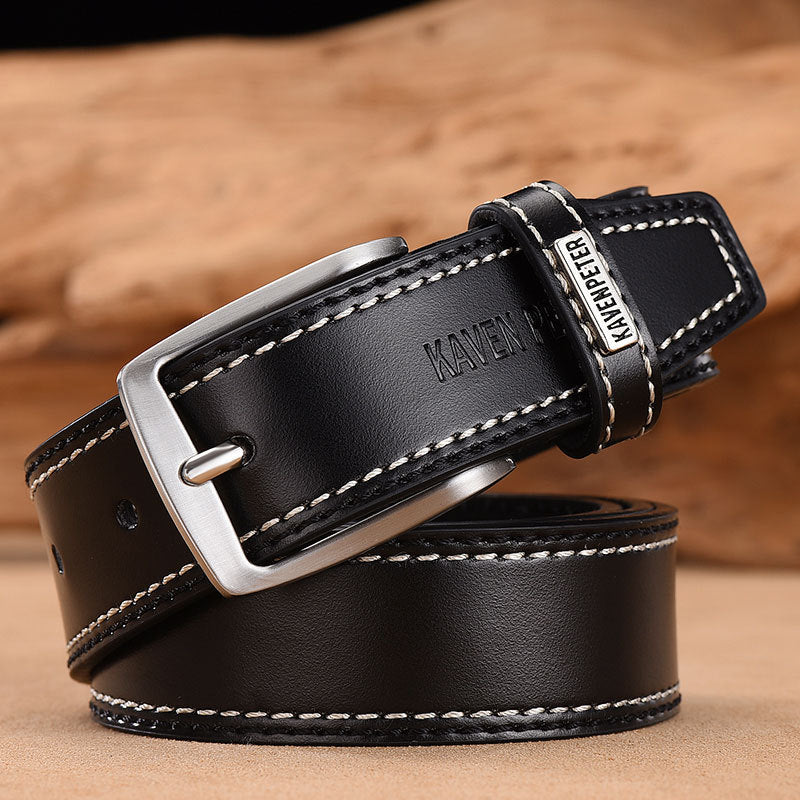 Men's Simple And Versatile Leather Cowhide Belt