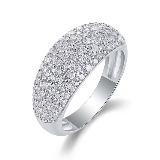 Moonlit Night Stars diamond Moissanite ring in S925 sterling silver and platinum, elegant fashion jewelry