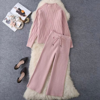 Knitted Sweater Wide Leg Pants Two-piece Set