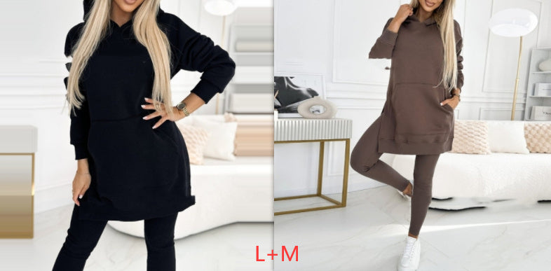 Temperament Commute Loose Hooded Sweater Pants Two-piece Set