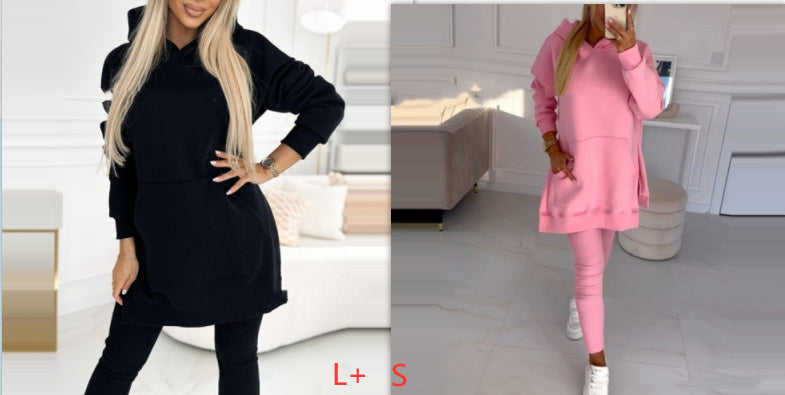 Temperament Commute Loose Hooded Sweater Pants Two-piece Set