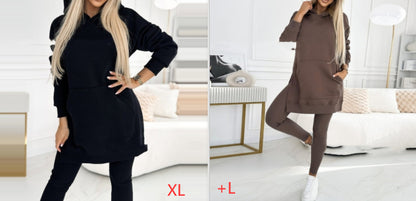 Temperament Commute Loose Hooded Sweater Pants Two-piece Set
