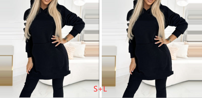 Temperament Commute Loose Hooded Sweater Pants Two-piece Set
