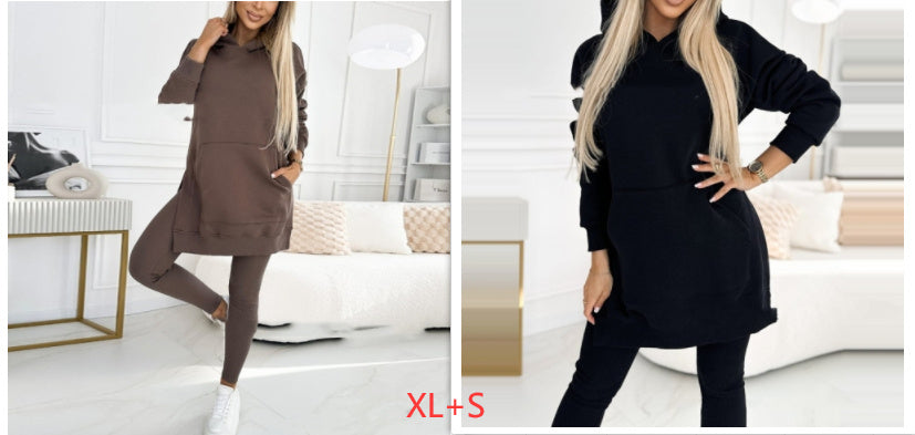 Temperament Commute Loose Hooded Sweater Pants Two-piece Set