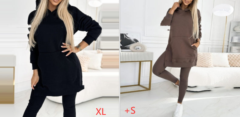 Temperament Commute Loose Hooded Sweater Pants Two-piece Set