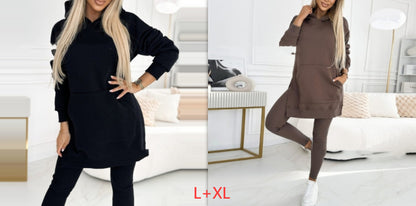 Temperament Commute Loose Hooded Sweater Pants Two-piece Set
