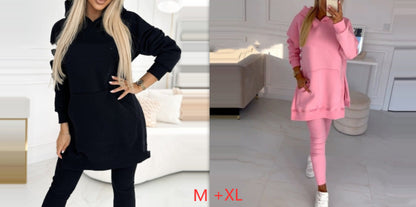 Temperament Commute Loose Hooded Sweater Pants Two-piece Set