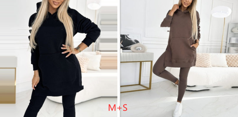 Temperament Commute Loose Hooded Sweater Pants Two-piece Set
