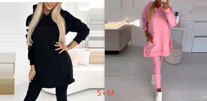 Temperament Commute Loose Hooded Sweater Pants Two-piece Set