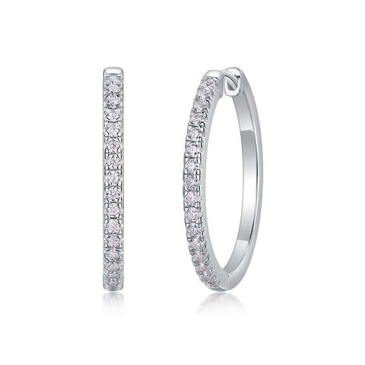 Yuedong Light S925 sterling silver hoop earrings with moissanite diamonds and platinum plating