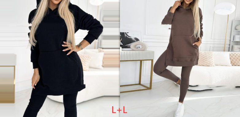 Temperament Commute Loose Hooded Sweater Pants Two-piece Set