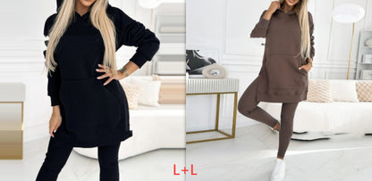 Temperament Commute Loose Hooded Sweater Pants Two-piece Set