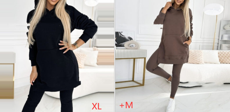 Temperament Commute Loose Hooded Sweater Pants Two-piece Set