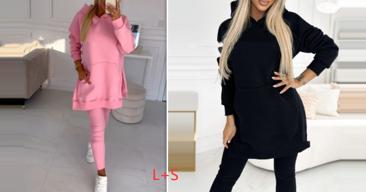 Temperament Commute Loose Hooded Sweater Pants Two-piece Set