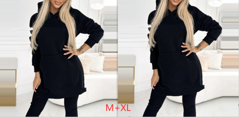 Temperament Commute Loose Hooded Sweater Pants Two-piece Set