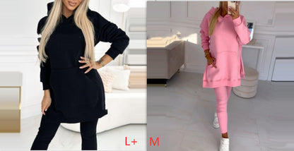 Temperament Commute Loose Hooded Sweater Pants Two-piece Set