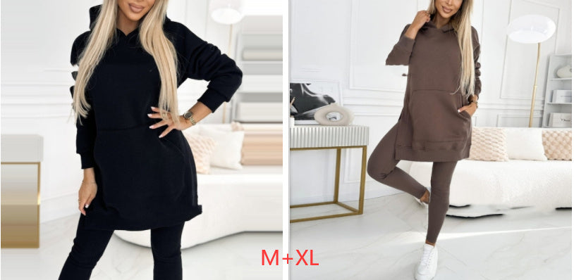 Temperament Commute Loose Hooded Sweater Pants Two-piece Set