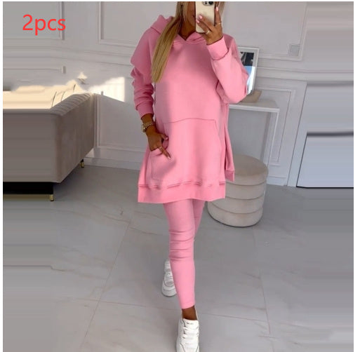 Temperament Commute Loose Hooded Sweater Pants Two-piece Set
